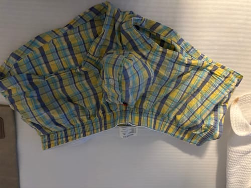Customer photo review of 3 Pack Men’s Plaid Cotton Trunks with Button Fly