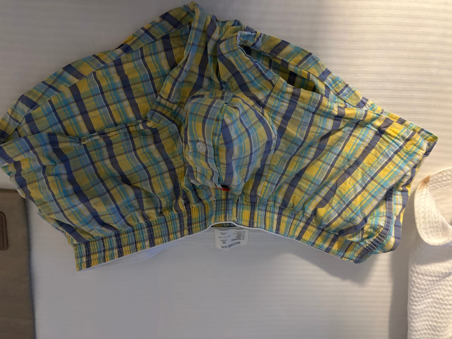 Customer photo review of 3 Pack Men’s Plaid Cotton Trunks with Button Fly