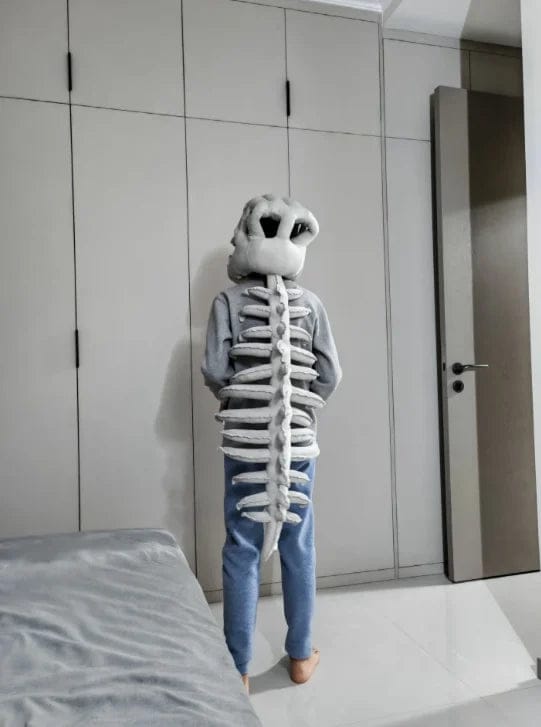 Customer photo review of Skeledino™ Dinosaur Skeleton Plush Costume – Kids & Adult Sizes