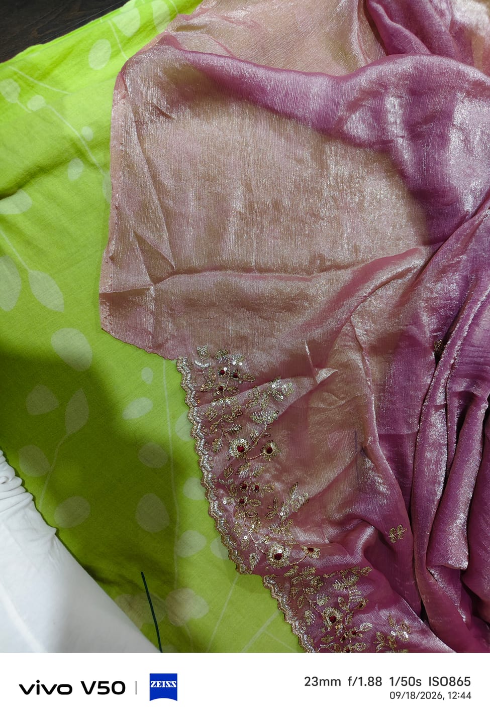 Customer photo review of Petals of Devotion Designer Chiffon Embroidery Silk Saree