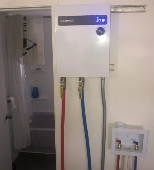 Customer photo review of Camplux On Demand Electric Tankless Water Heater 8kW | White