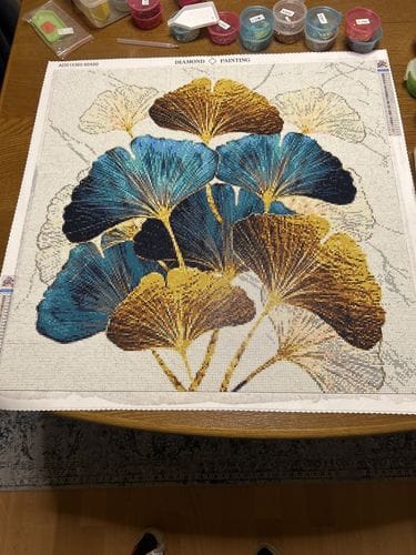 Customer photo review of Abstract Ginkgo and Monstera Bouquet | Diamond Painting Kit