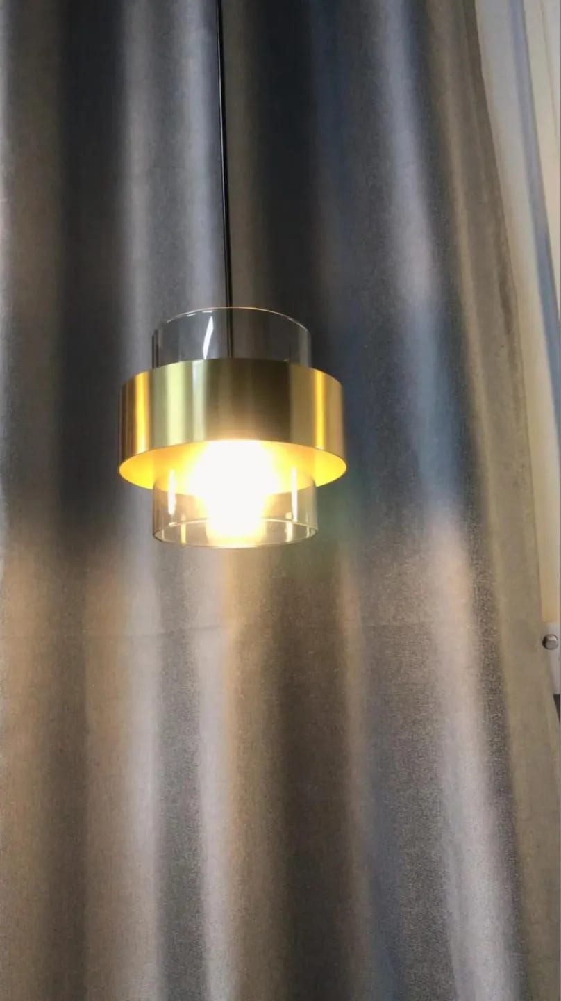 Customer photo review of Amber Cylinder Pendant Light for Kitchen Island, 20 cm