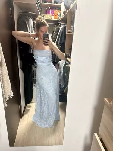 Customer photo review of Open Back Lace Maxi Dress