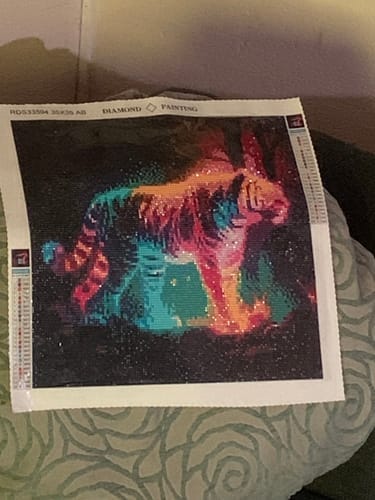 Customer photo review of Brightly colored tiger | AB Diamond Painting Kit