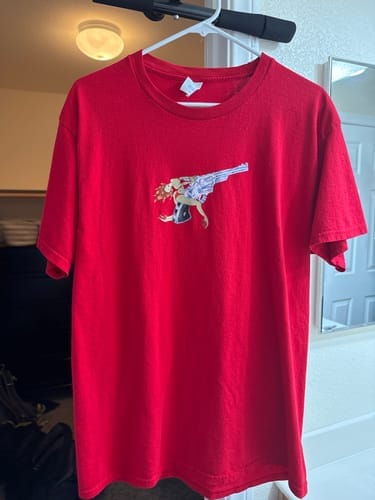 Customer photo review of Girl is a Gun T-Shirt Red