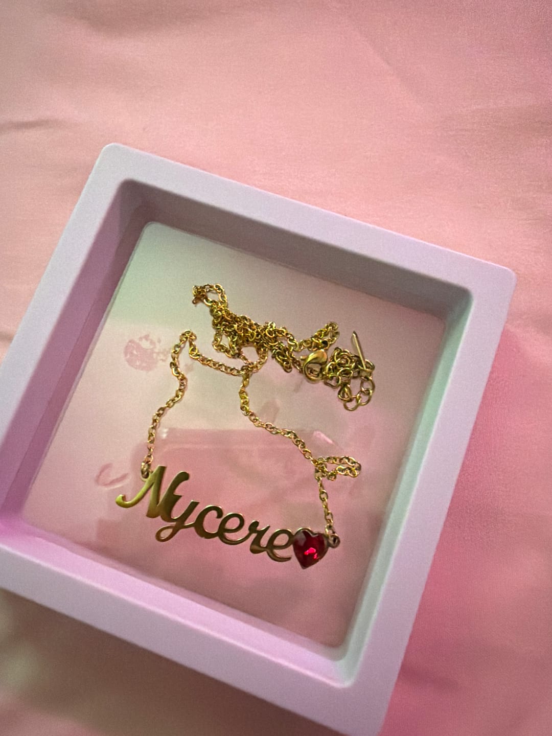 Customer photo review of Birthstone Name Necklace