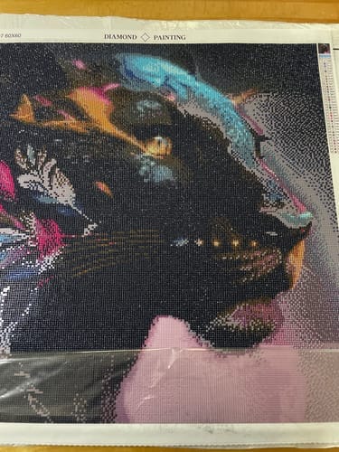 Customer photo review of Panther Portrait | Diamond Painting Kit