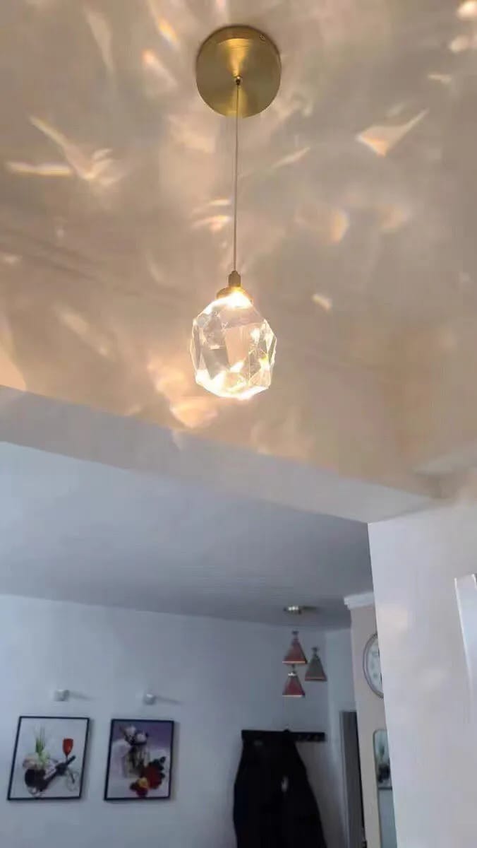 Customer photo review of Gold Crystal Drop Pendant Light for Kitchen Island, 15 cm