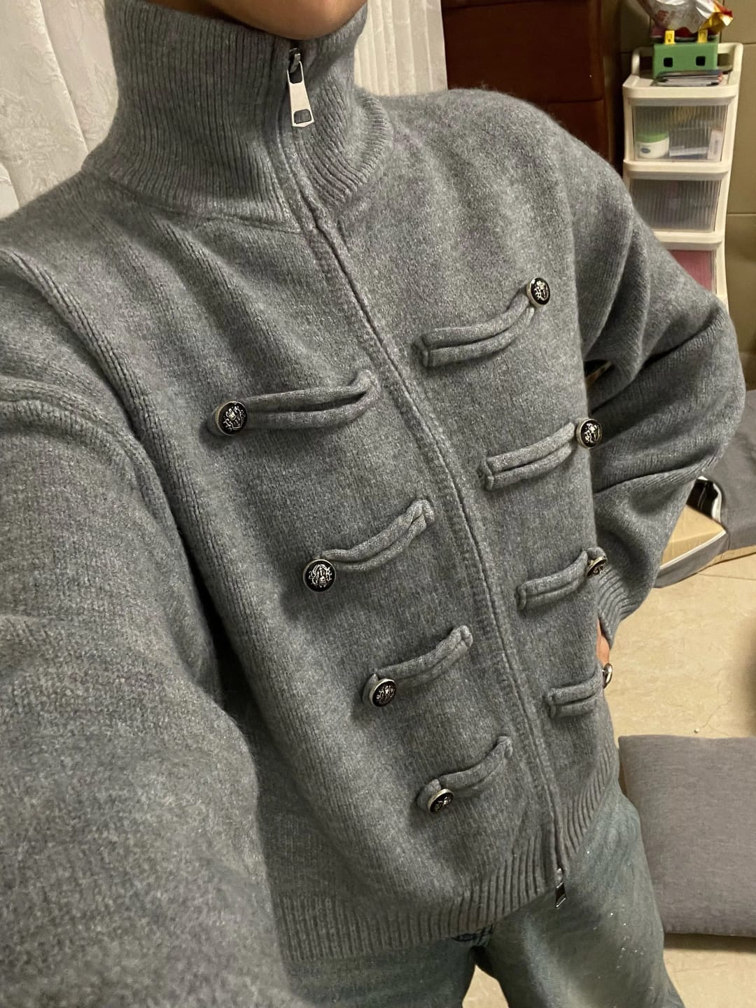 Customer photo review of Amelie Turtleneck Zip Knit Cardigan