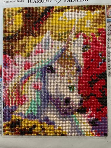 Customer photo review of Rainbow unicorn with jewelry | Diamond Painting Kit
