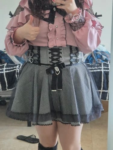Customer photo review of Sweet Kawaii Slim Skirt Off-Shoulder Lace