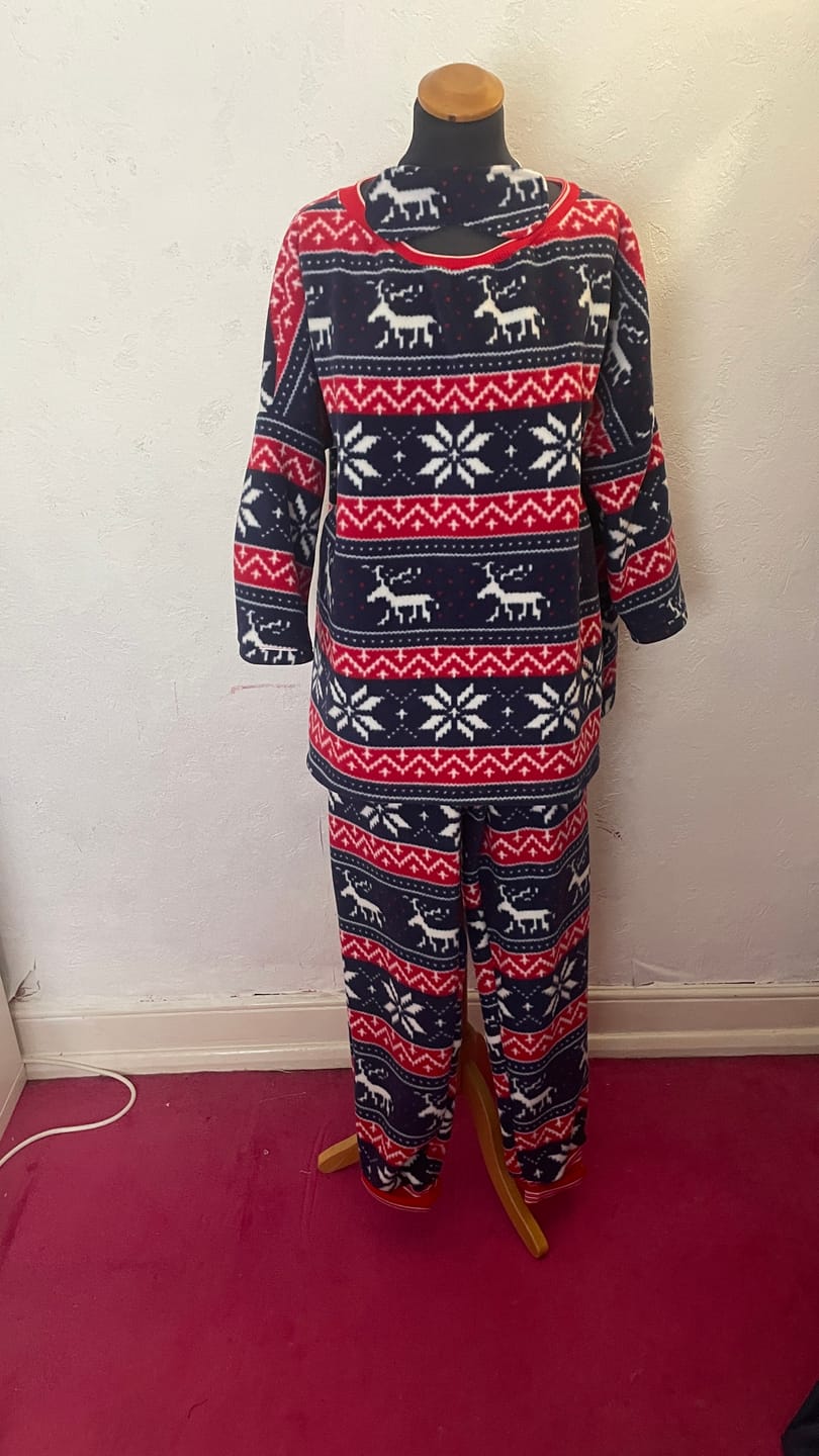 Customer photo review of Navy and Red Reindeer Anti Pill Polar Fleece Fabric