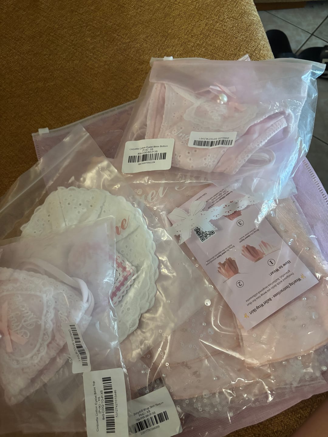 Customer photo review of Coquette Cotton Eyelet Bikini Top (Pink)