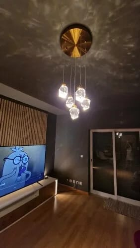 Customer photo review of Gold Crystal Drop Pendant Light for Kitchen Island, 15 cm