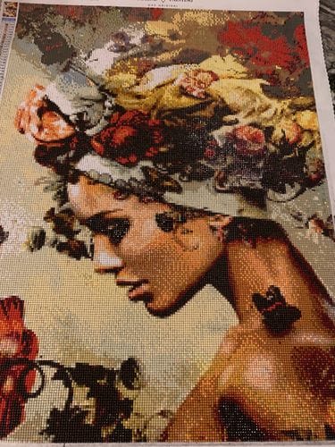 Customer photo review of Woman with flower hair (DP-0448) | Diamond Painting Kit