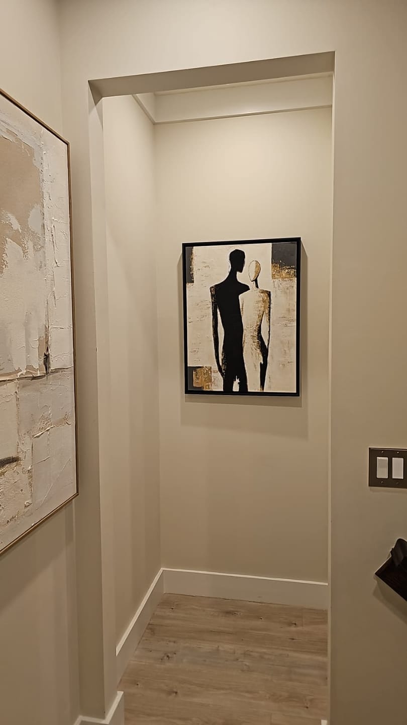 Customer photo review of Ethereal Embrace-Black & White Abstract Painting #RIX1(309)