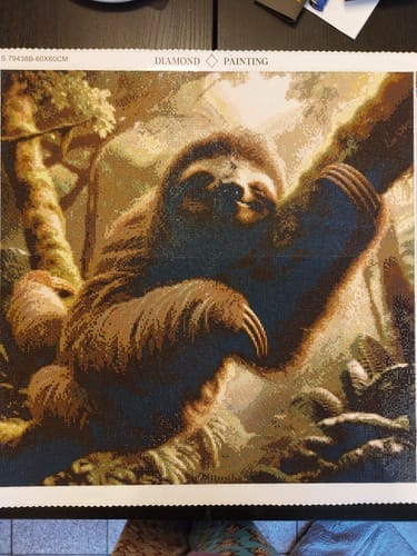 Customer photo review of Hidden Sloth in the Green | Diamond Painting Kit