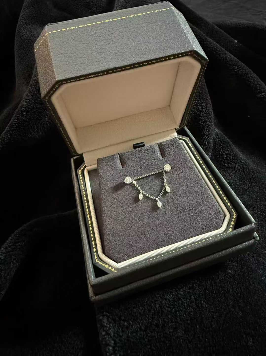 Customer photo review of Marquise Diamond Double Piercing Chain Earrings