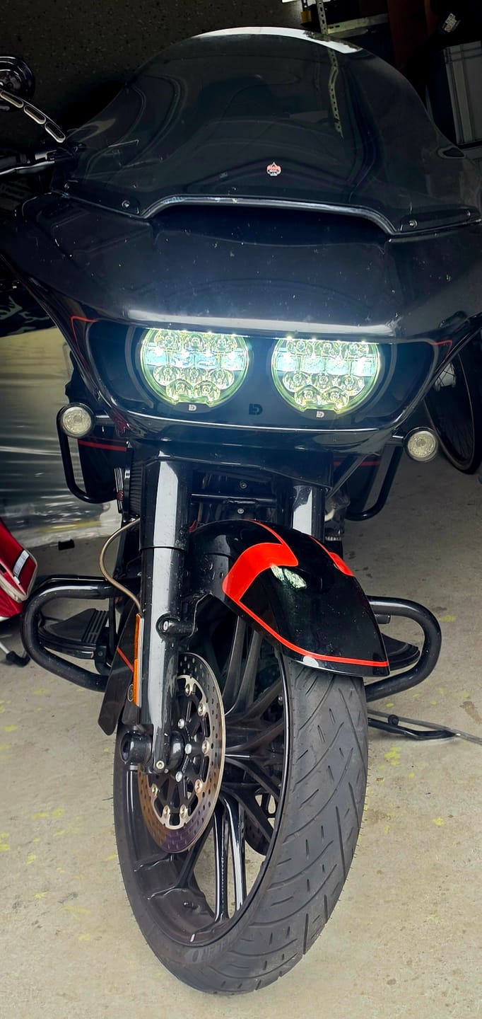 Customer photo review of D14 Destroyer LED Motorcycle Headlight Upgrade Kit for Harley-Davidson Road Glide, '15-'23