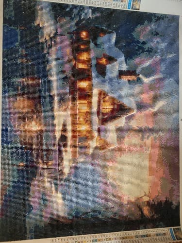 Customer photo review of Winter Twilight on a Frozen River | Diamond Painting Kit