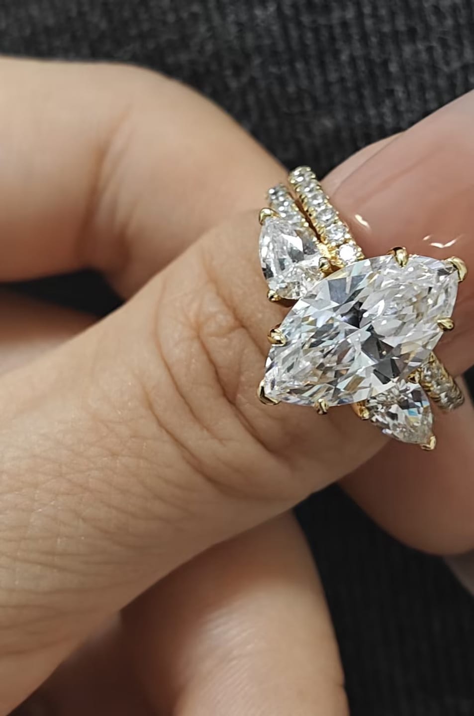 Customer photo review of S925 4.0Ct Marquise Cut Nature-Inspired Daily Wearable Stackable Enhancer Ring Set In Sterling Silver