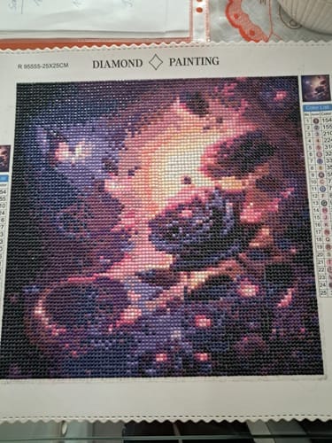 Customer photo review of Purple roses and butterflies | Diamond Painting Kit