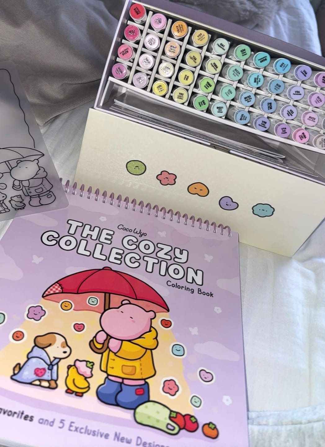 Customer photo review of Ohuhu x Coco Wyo Cozy Mood Coloring Kit, Honolulu B 48 Colors Alcohol Markers with Brush & Fine Dual Tips, Coloring Book with Mood Tracker Pages