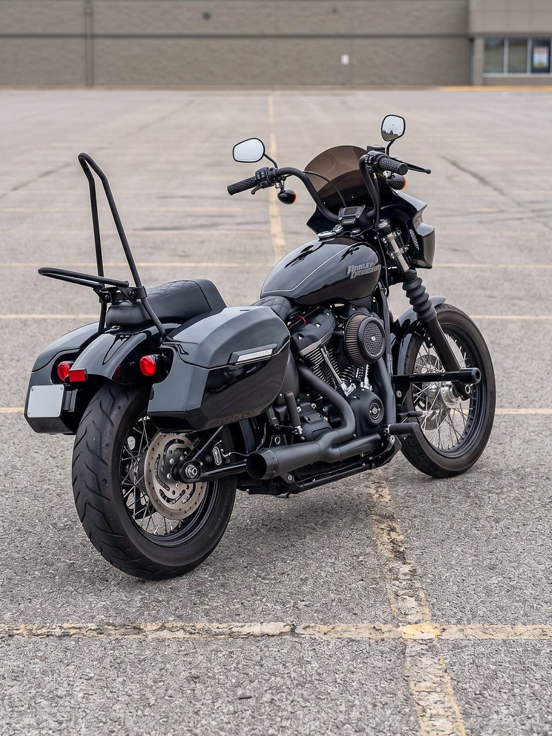 Customer photo review of 32L - Darkin Large Quick Mount Painted Hard Saddlebags for Harley Softail Street Bob FXBB/S