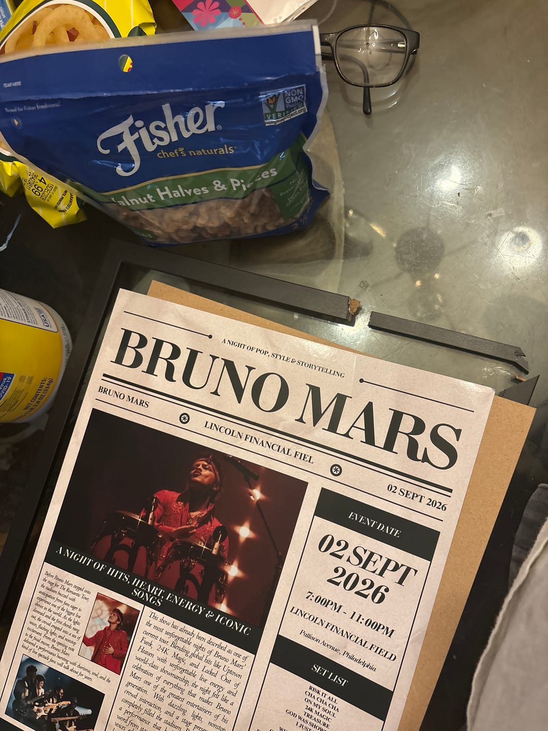 Customer photo review of Bruno Mars - Personalised Newspaper Style Concert Poster (USA Tour)