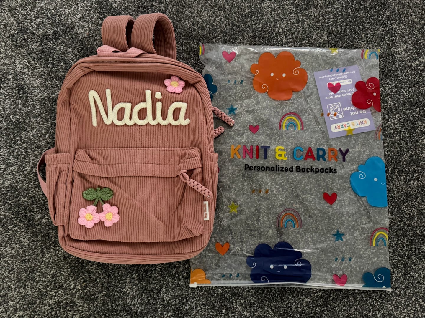 Customer photo review of K&C - Personalized Knitted Backpack