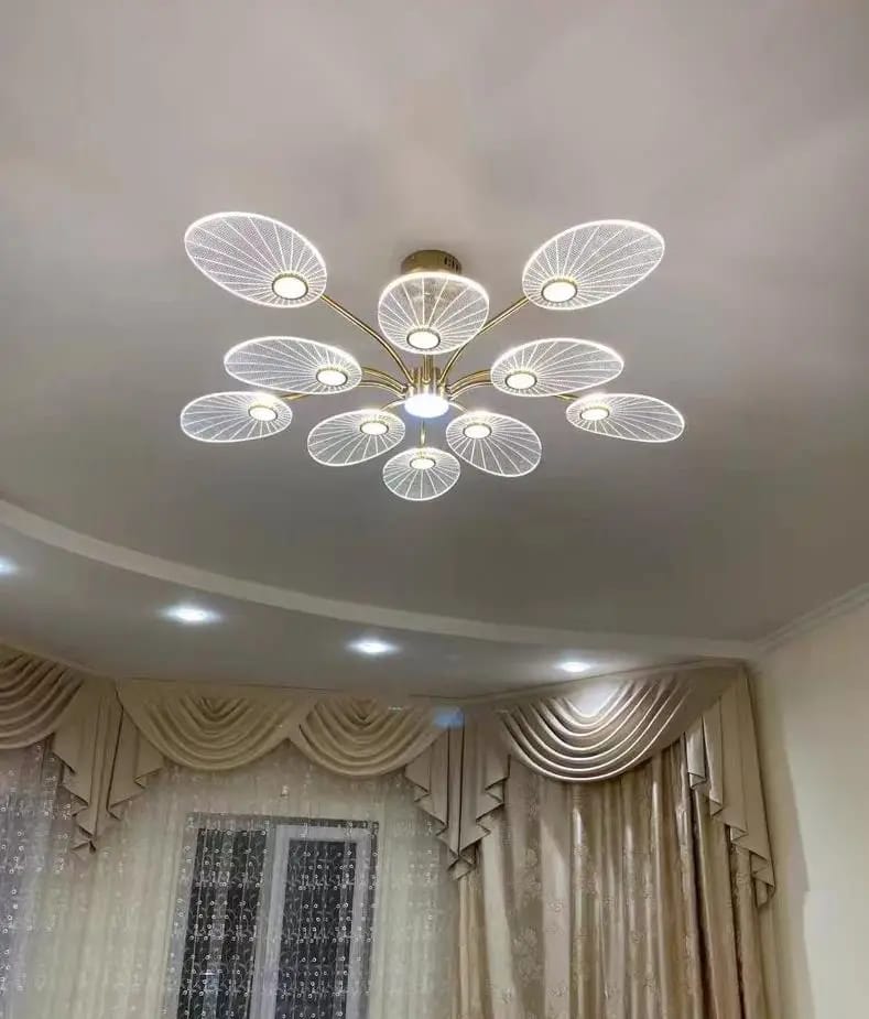 Customer photo review of Gold Acrylic Chandelier for Living Room, Tiered Leaves, 103 cm