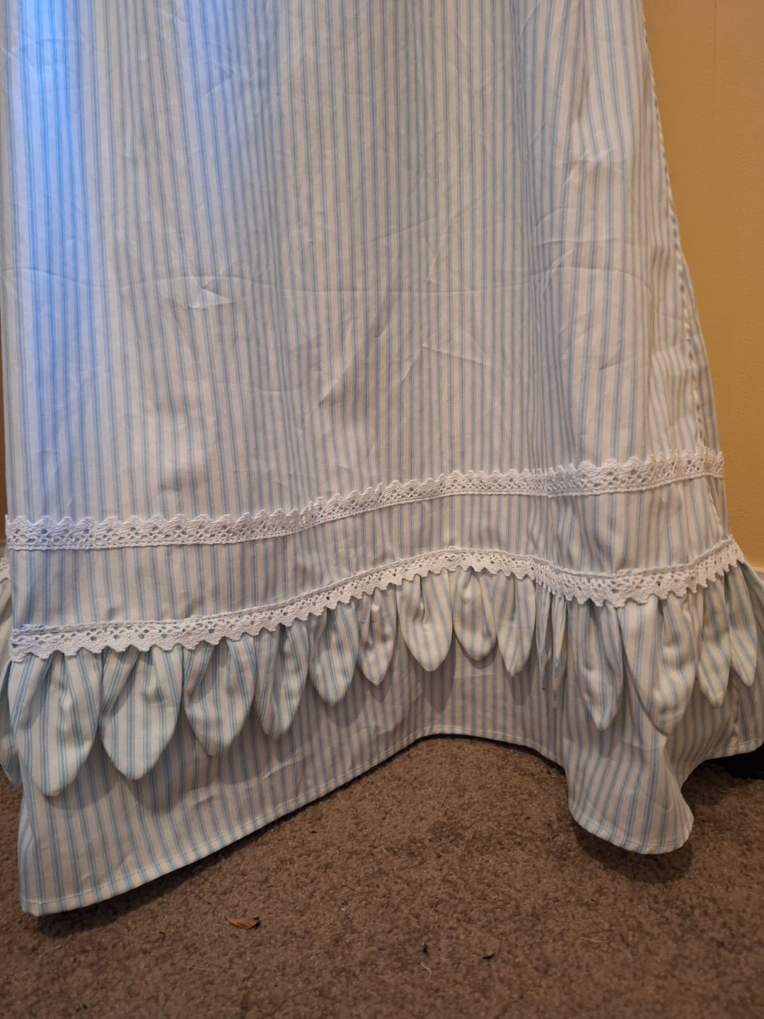 Customer photo review of Ticking Stripes Rose & Hubble Cotton Poplin Fabric
