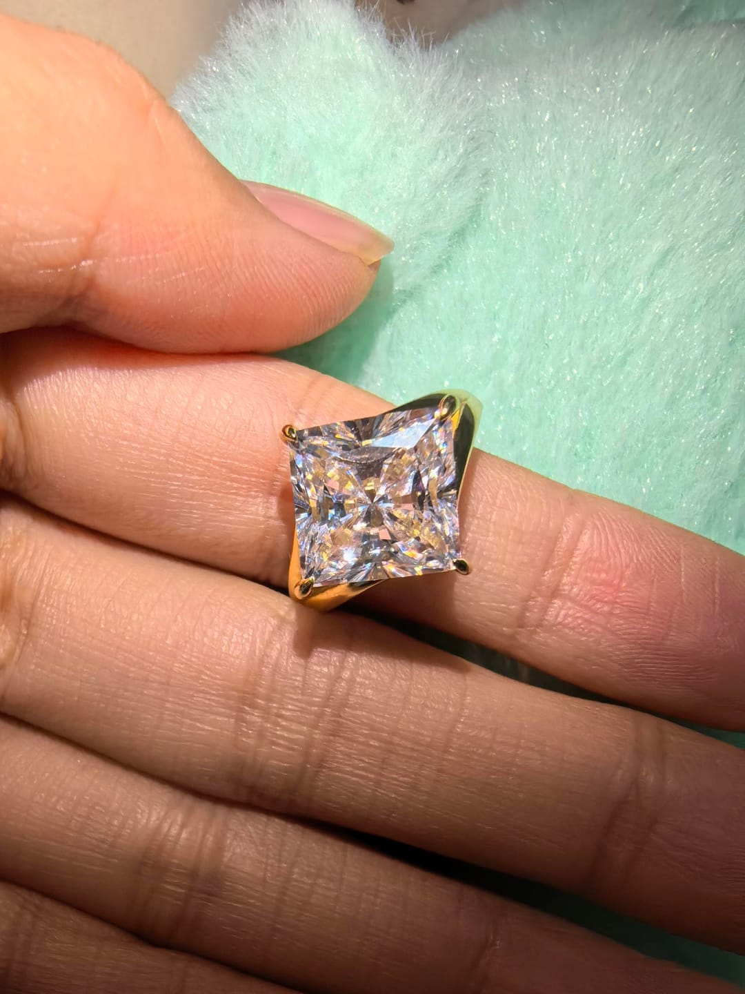 Customer photo review of S925 7.0Ct Princess Cut Statement Engagement Ring For Women