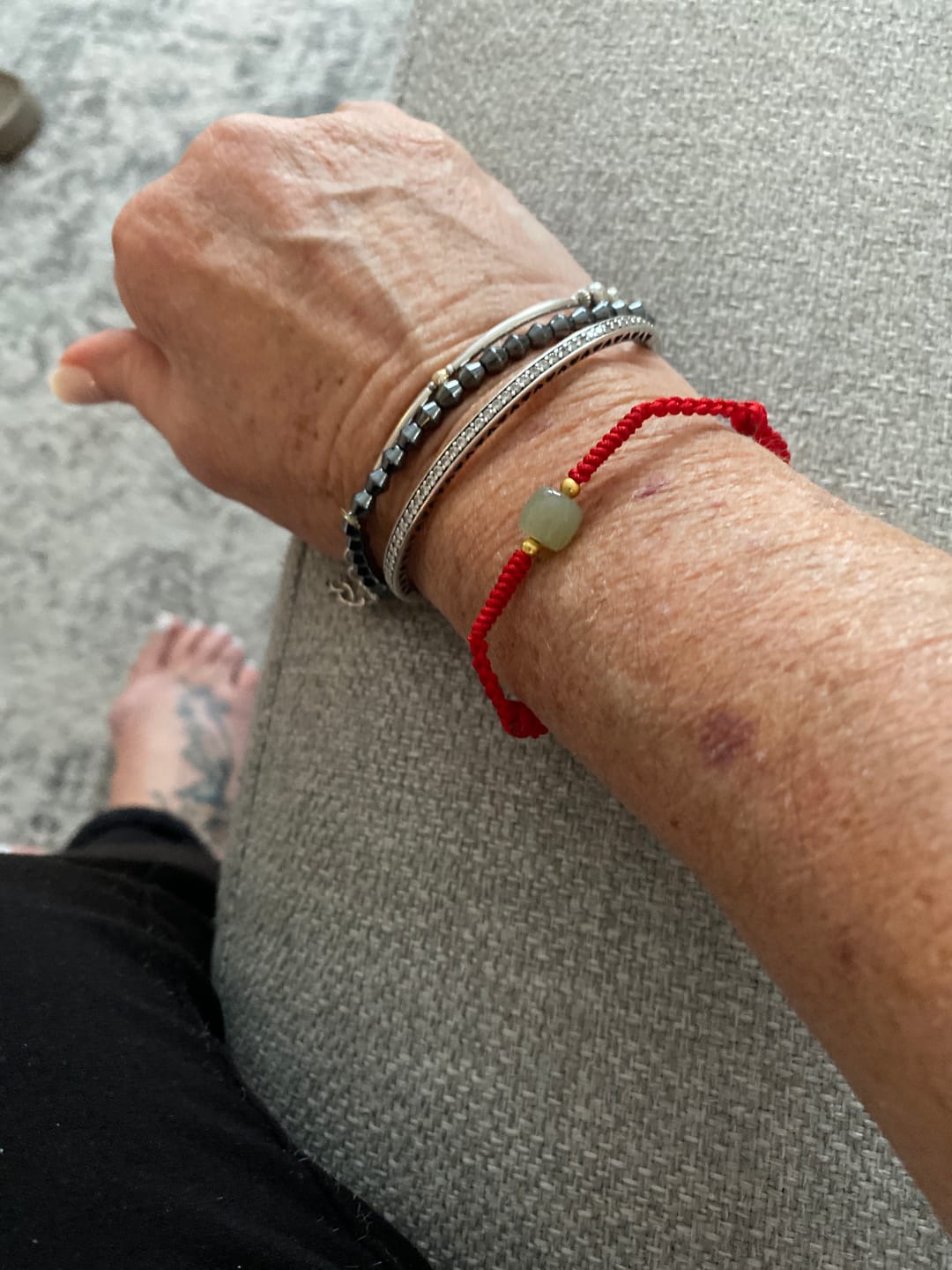 Customer photo review of Buddha Stones Handmade Jade Lucky Bead Prosperity Braided Bracelet