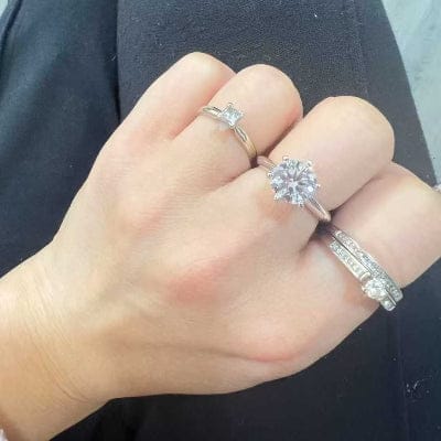 Customer photo review of 6 Prong Solitaire Round Cut Engagement Ring