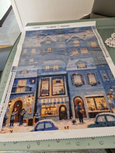 Customer photo review of Winter Magic in the Old Town | Diamond Painting Kit
