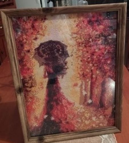 Customer photo review of Autumn feelings: Beautiful woman in a colorful forest | Diamond Painting Kit
