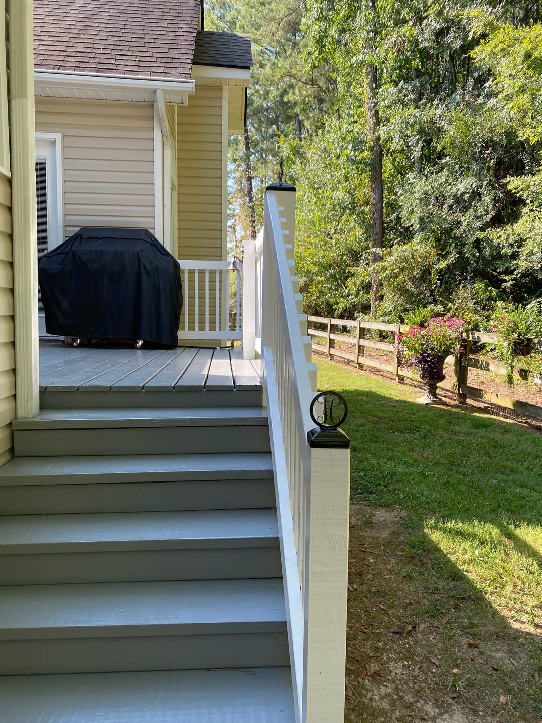 Customer photo review of Monogram Fence Post Cap (Multiple Post Sizes Available)