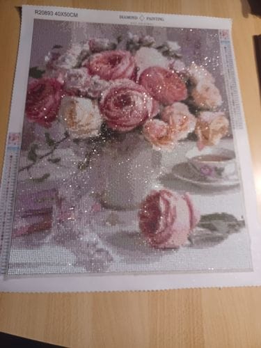 Customer photo review of Bouquet of roses in pink | Diamond Painting Kit