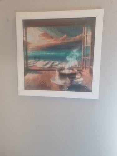 Customer photo review of Coffee by the Sea | Diamond Painting Kit