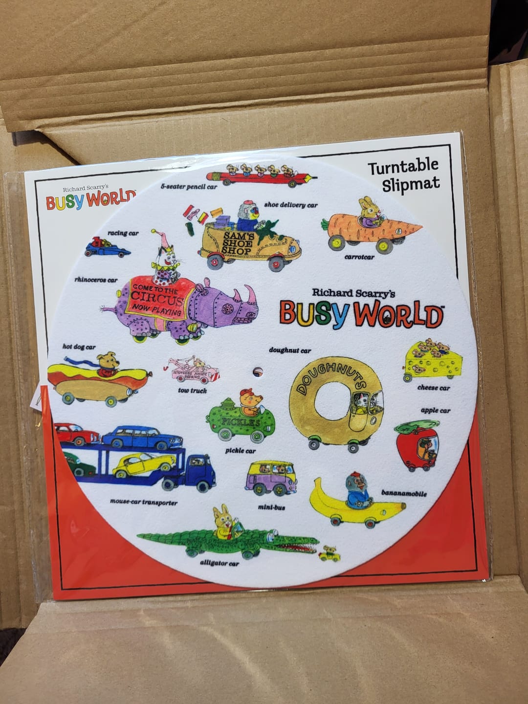 Customer photo review of Richard Scarry's Busy World Double-Sided Turntable Slipmat