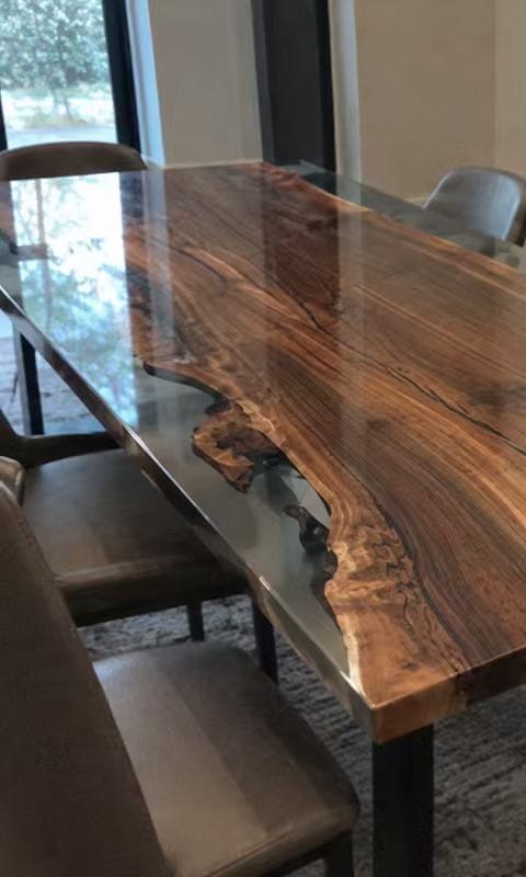 Customer photo review of Popar Wood Clear Epoxy Resin Dining Table