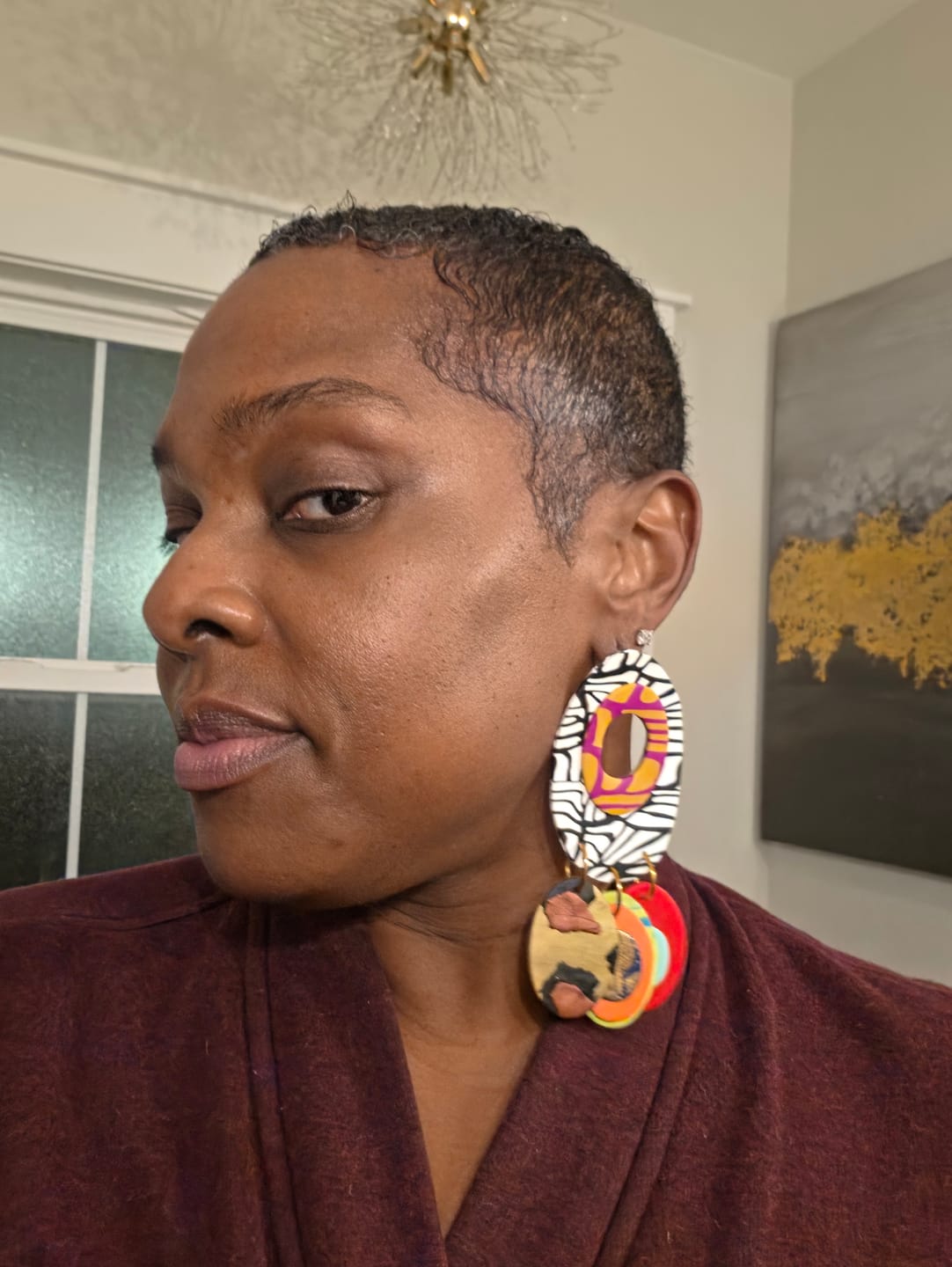 Customer photo review of TABI Cher - Mixed Print Stud & Dangle