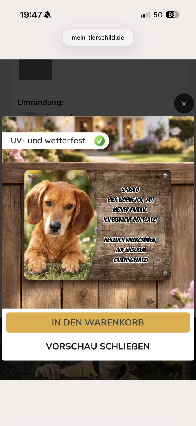 Customer photo review of Hunde-Türschild personalisiert mit Foto & Text (UV- und wetterfest)