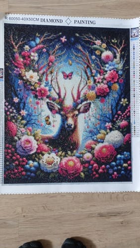 Customer photo review of Deer with flower antlers | Diamond Painting Kit