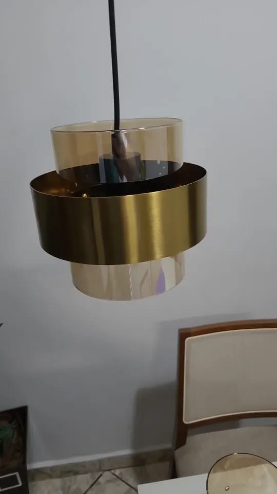 Customer photo review of Amber Cylinder Pendant Light for Kitchen Island, 20 cm