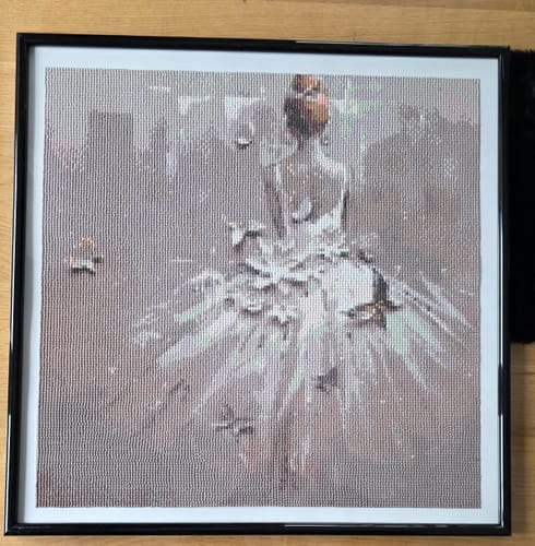 Customer photo review of Woman with white dress, butterflies and flowers | Diamond Painting Kit