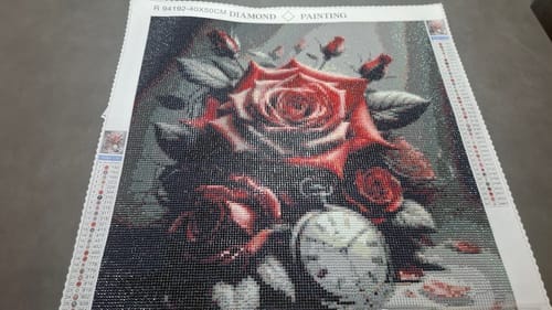 Customer photo review of Pocket watch red rose | Diamond Painting Kit