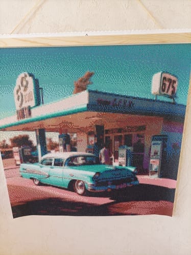 Customer photo review of The golden era of the automobile | Diamond Painting Kit